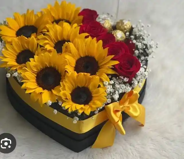 Caja Floral Alegría Con Girasoles