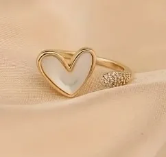 Anillo Amor Infinito En Corazon Nacar Y Dorado