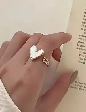 Anillo Amor Infinito En Corazon Nacar Y Dorado