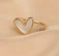 Anillo Amor Infinito En Corazon Nacar Y Dorado