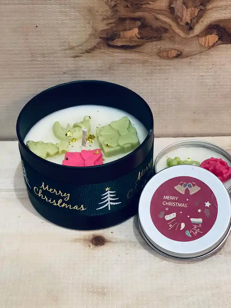 Velas De Navidad Decoradas Con Aroma - Cinta Verde