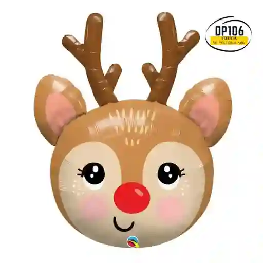 Venado / Reno Globo Metalizado 32 Pulg X 1 Und Navidad Decoracion