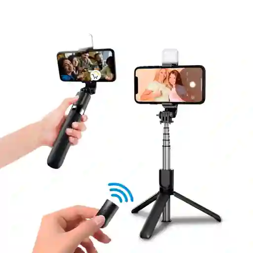 Palo Selfie Bluetooth 3 En 1 Con Trípode Y Luz Integrados