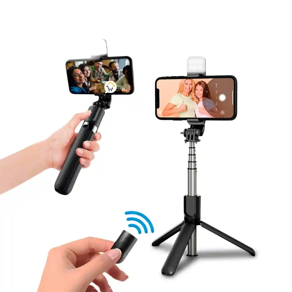 Palo Selfie Bluetooth 3 En 1 Con Trípode Y Luz Integrados