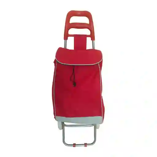 Carro De Mercado Plegable Fabricado En Lona Pvc Ideal Para Realizar Compras Color Rojo