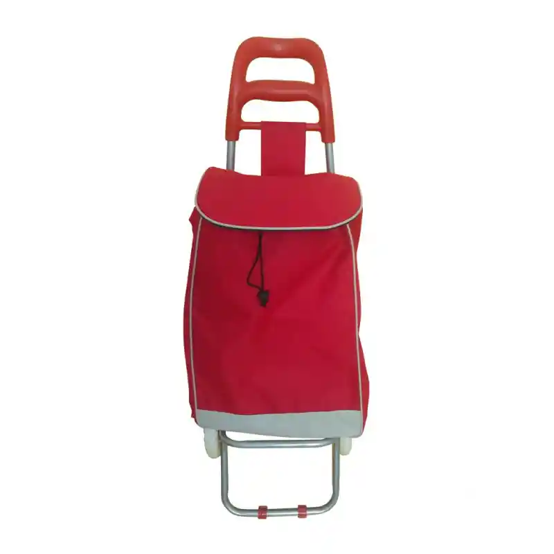 Carro De Mercado Plegable Fabricado En Lona Pvc Ideal Para Realizar Compras Color Rojo