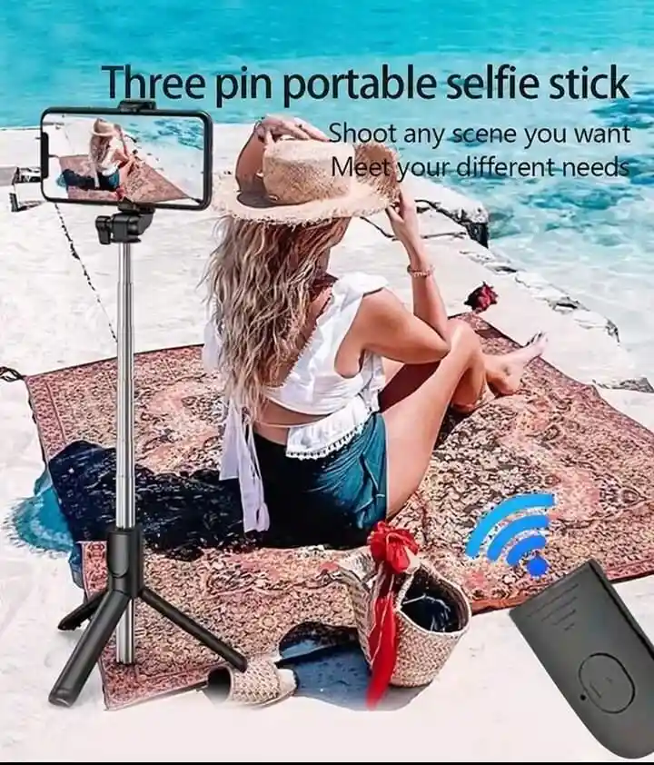 Selfie Bluetooth Con Tripode R1 Para Móvil Rotación 360° (negro)