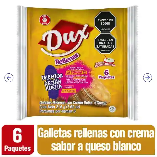 Galleta Dux Rellenas Queso Blanco X 18 Uni