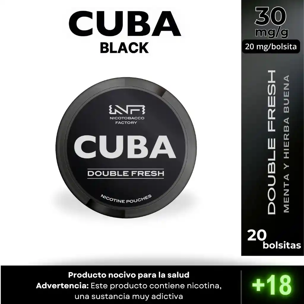 Pouches Cuba Black Double Fresh 20 Mg