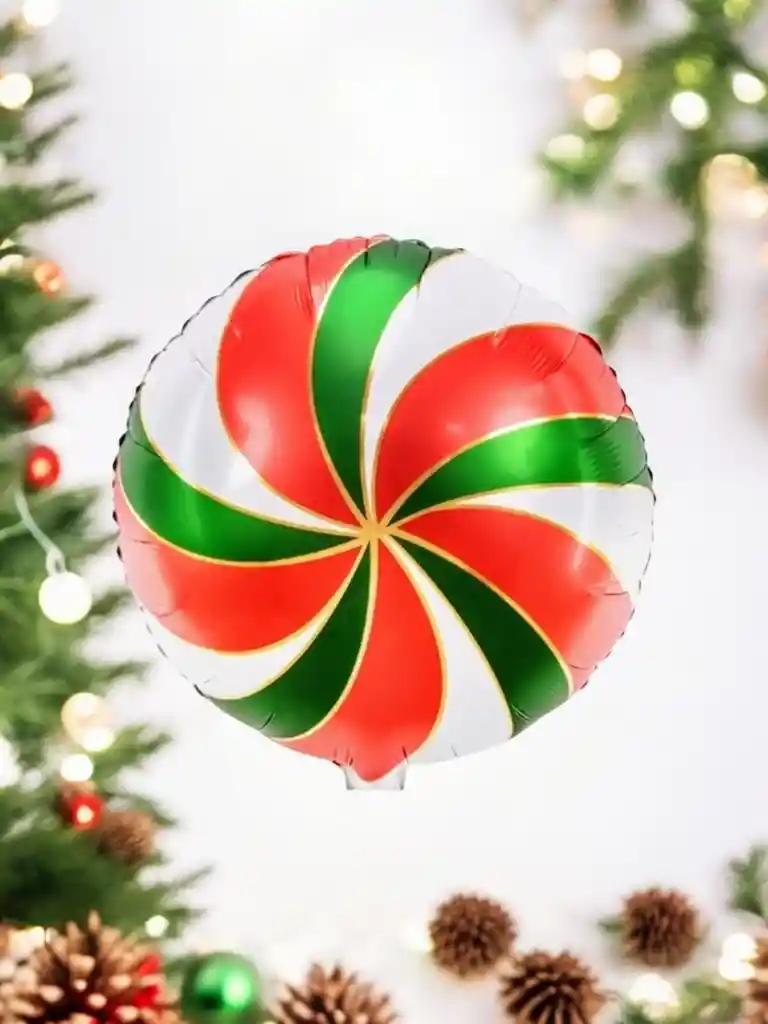 Globo Metalizado Caramelo Navideño (x1 Unidad) 45x45cm