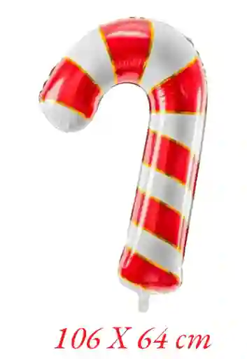 Globo Metalizado Baston Navideño Grande 106 X 64 Cm / (x1 Unidad)