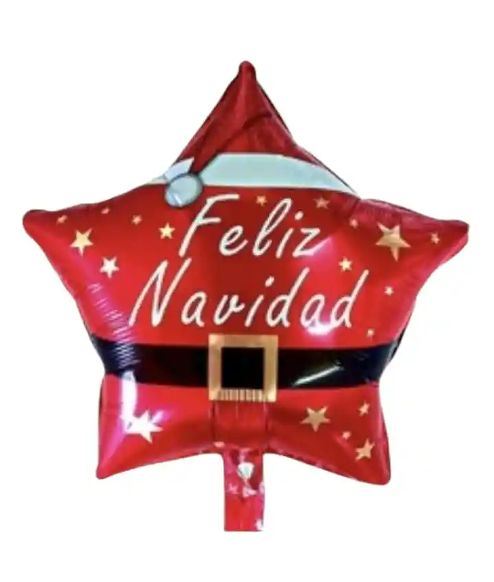 Globo Metalizado Estrella Feliz Navidad 45 X 45 Cm / (x1 Unidad)