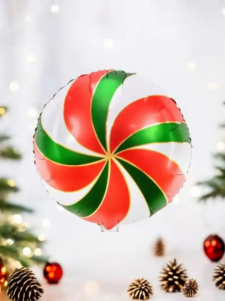 Globo Metalizado Caramelo Navideño (x1 Unidad) 45x45cm