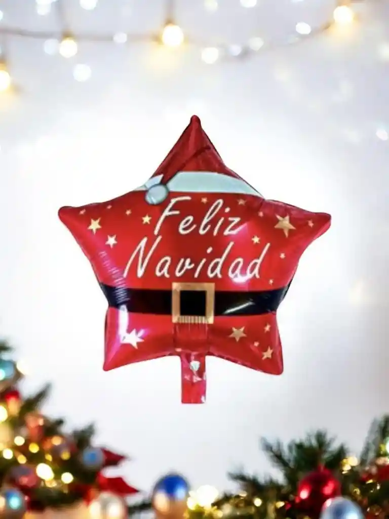 Globo Metalizado Estrella Feliz Navidad 45 X 45 Cm / (x1 Unidad)