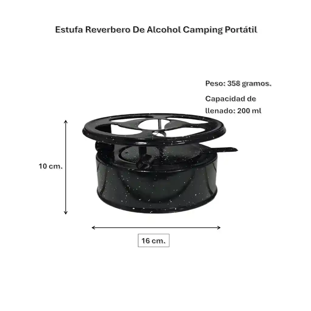 Estufa Camping Alcohol, Fogón Portátil Reverbero Mediano.