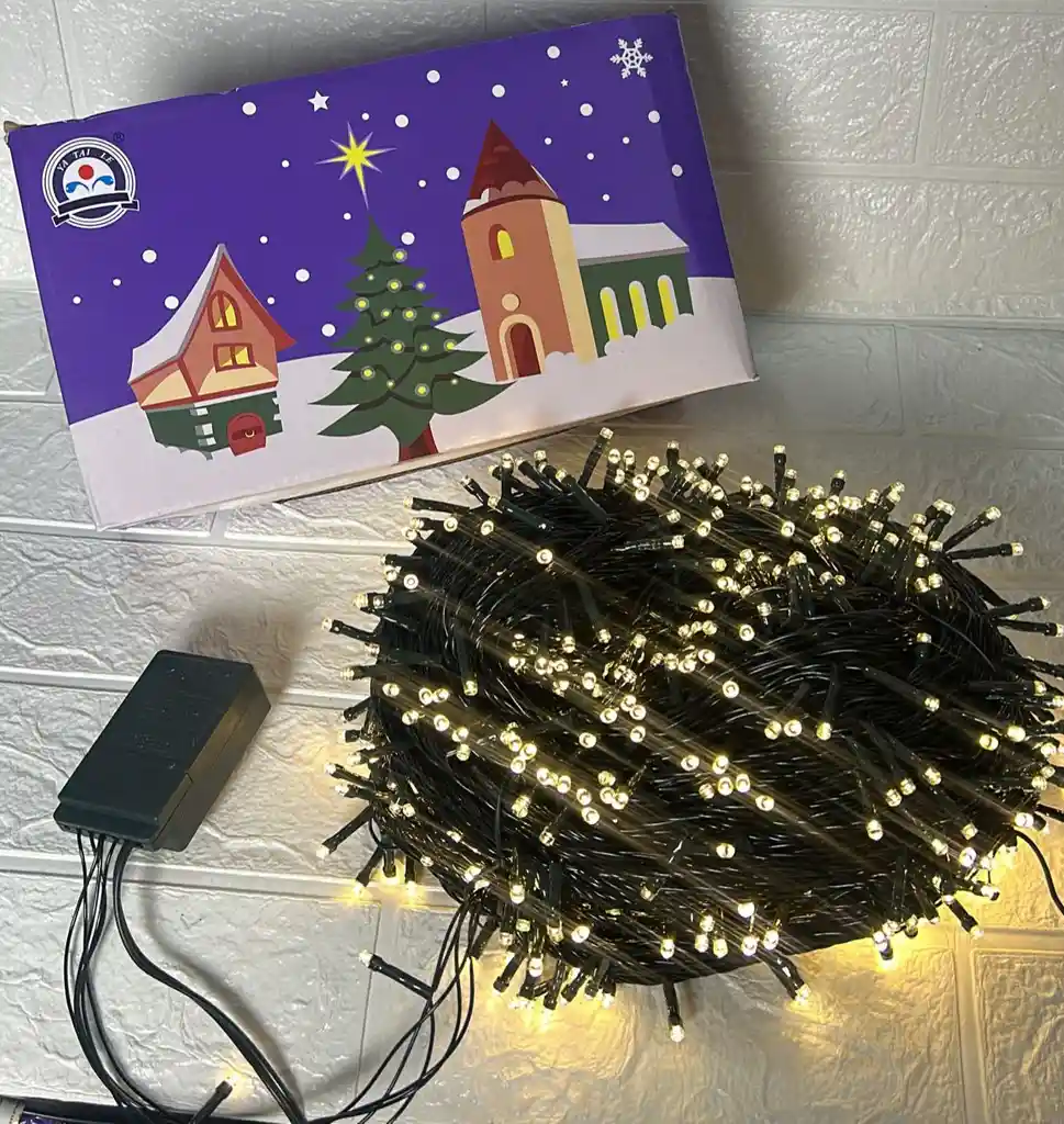 Luces De Navidad Lineal X1000 Led Calida Sin Continuacion Cable Verde