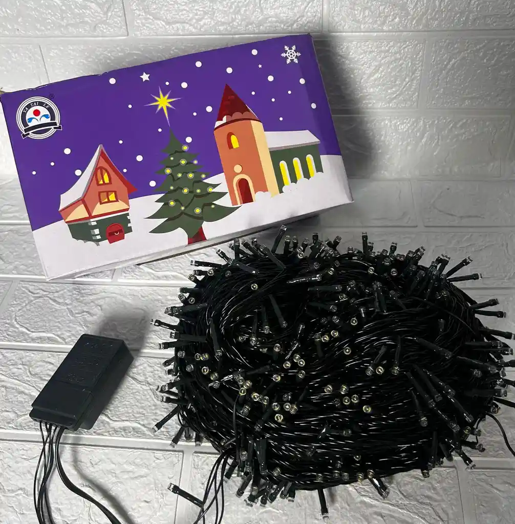 Luces De Navidad Lineal X1000 Led Calida Sin Continuacion Cable Verde