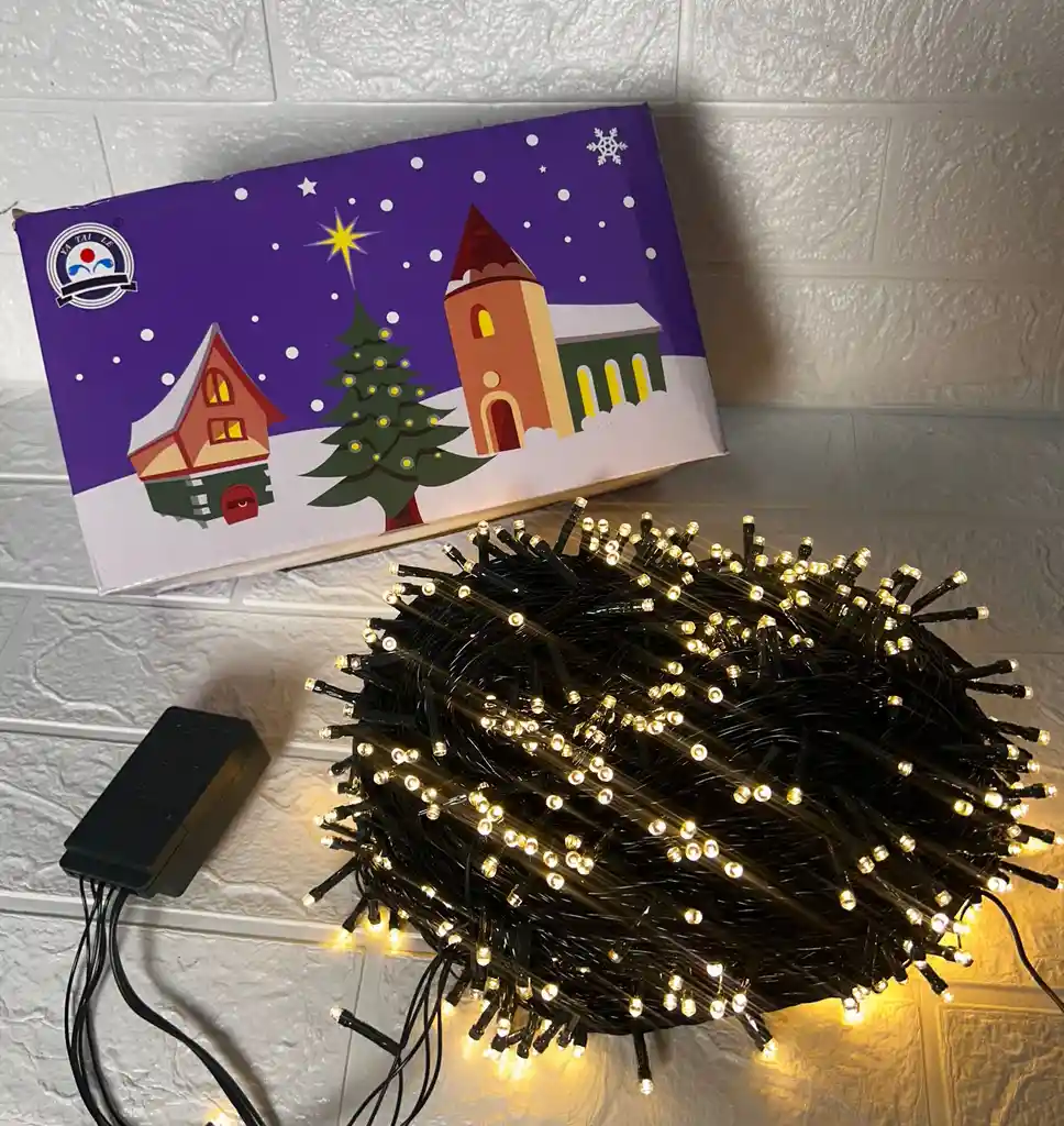 Luces De Navidad Lineal X1000 Led Calida Sin Continuacion Cable Verde