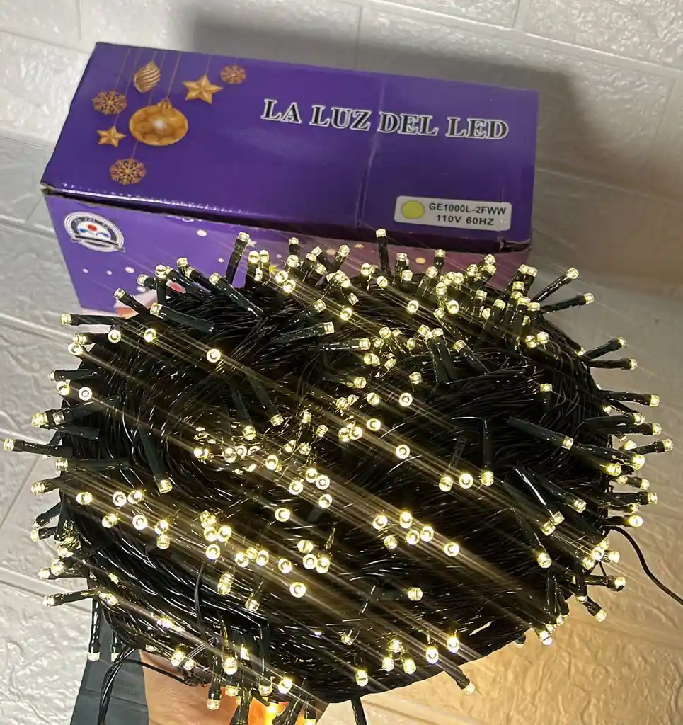 Luces De Navidad Lineal X1000 Led Calida Sin Continuacion Cable Verde