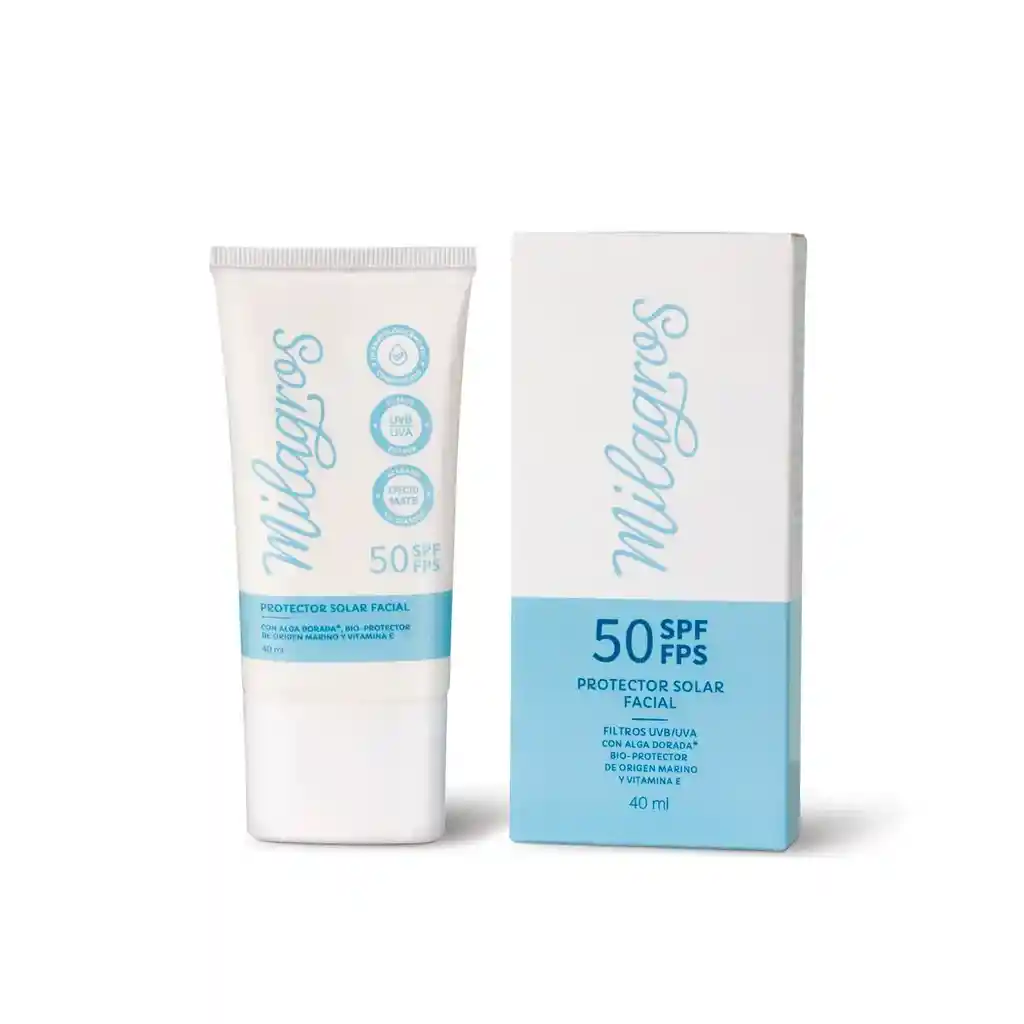 Protector Solar Facial Sin Color 50spf Milagros X40 Ml