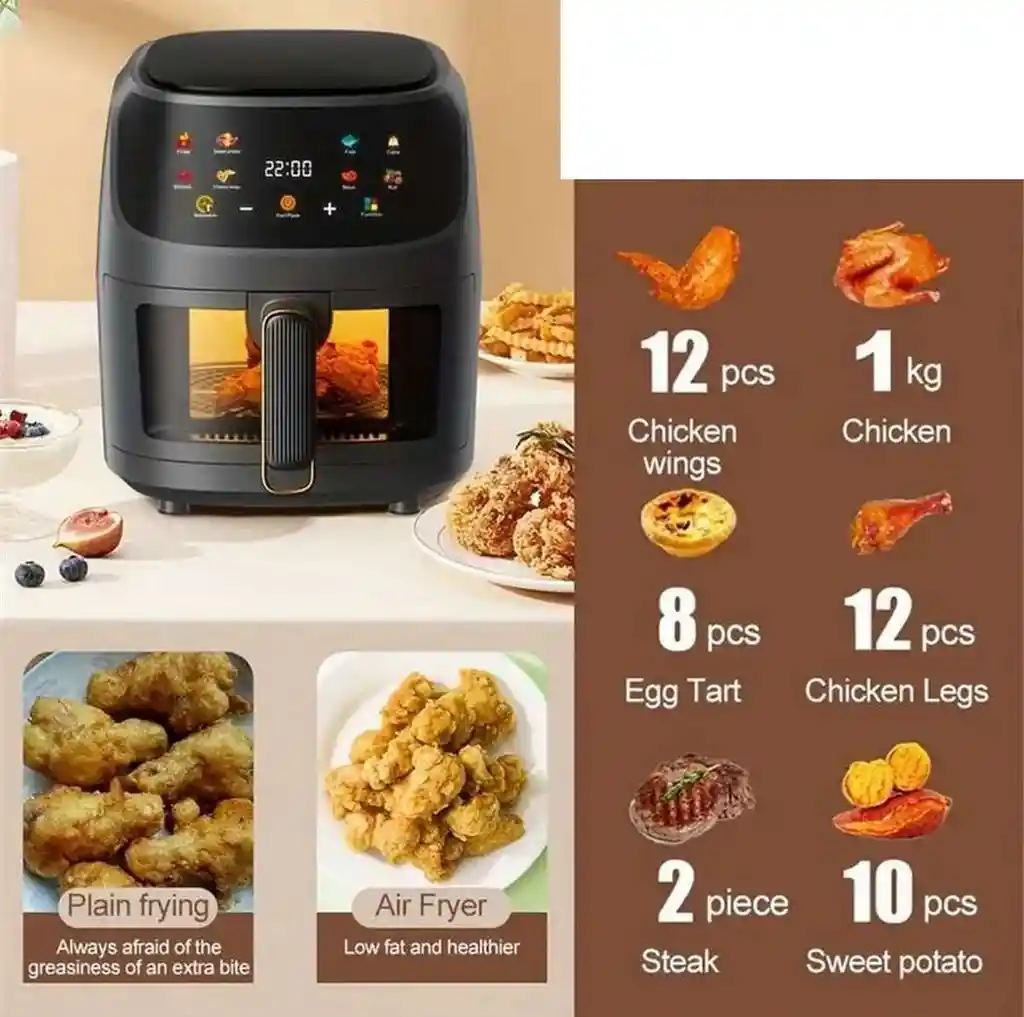 Eléctrica Freidora De Aire Sin Aceite Horno 12 Litros Cocina