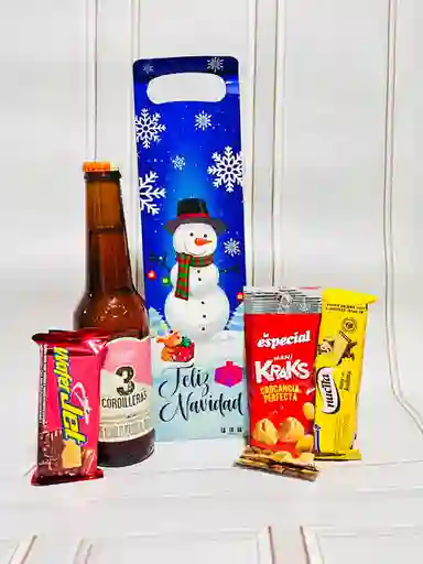 Ancheta Regalos De Navidad Cerveza, Galletas Y Mani - Regalo De Aguinaldos - Feliz Año Nuevo - Ancheta De Navidad - Ref 23