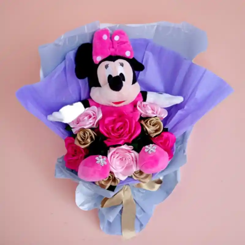 Ramo De Rosas Minnie Con Chocolates