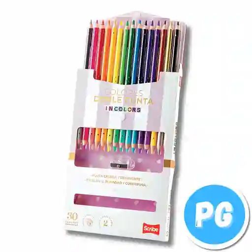 Caja Color Scribe Incolor X15 Doblepunta - 15 Lapices/30 Colores