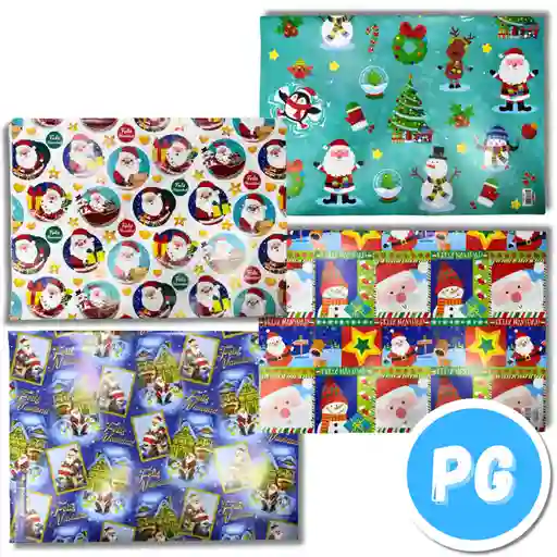 Paquete De Papel Regalo X10 Pliegos (70x100 Centimetros) Motivo Papa Noel Navidad (del Mismo Motivo Los 10 Pliegos)