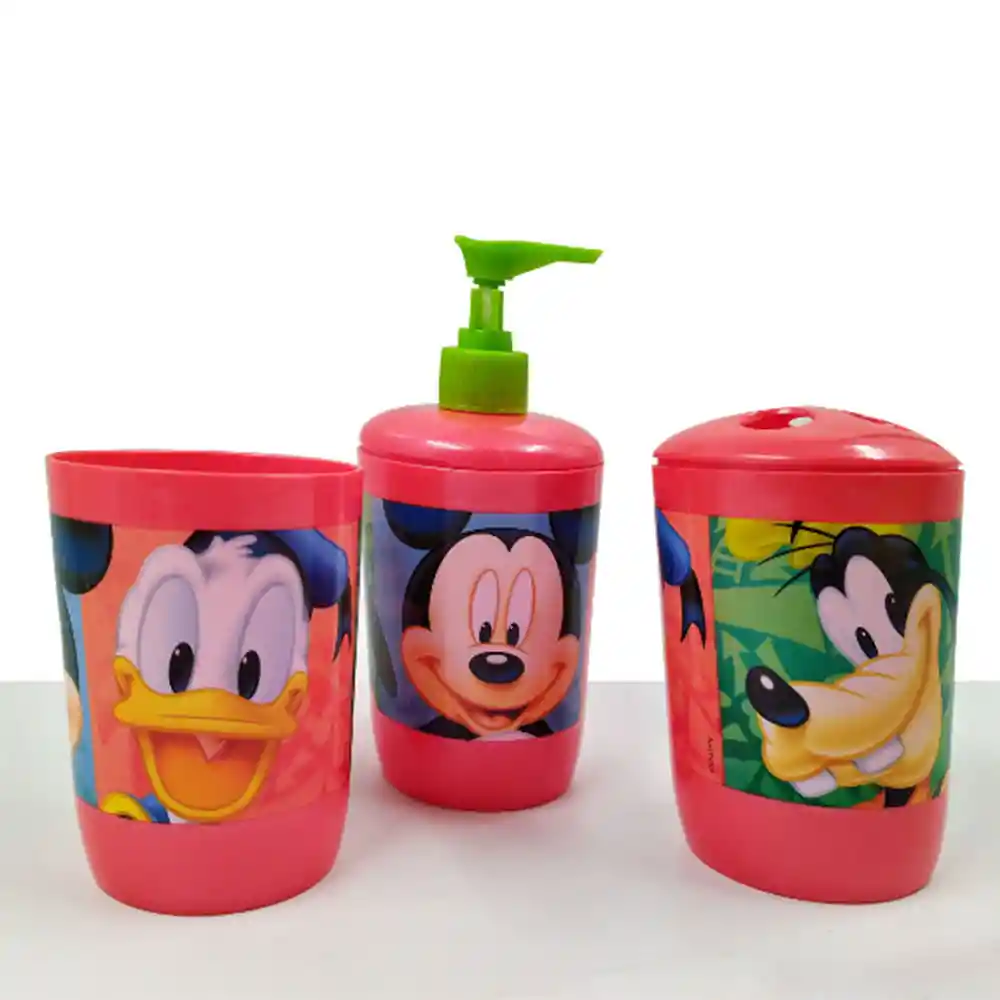 Set De Baño Mickey Mouse Infantil Hogar Decoración Niños Vasos