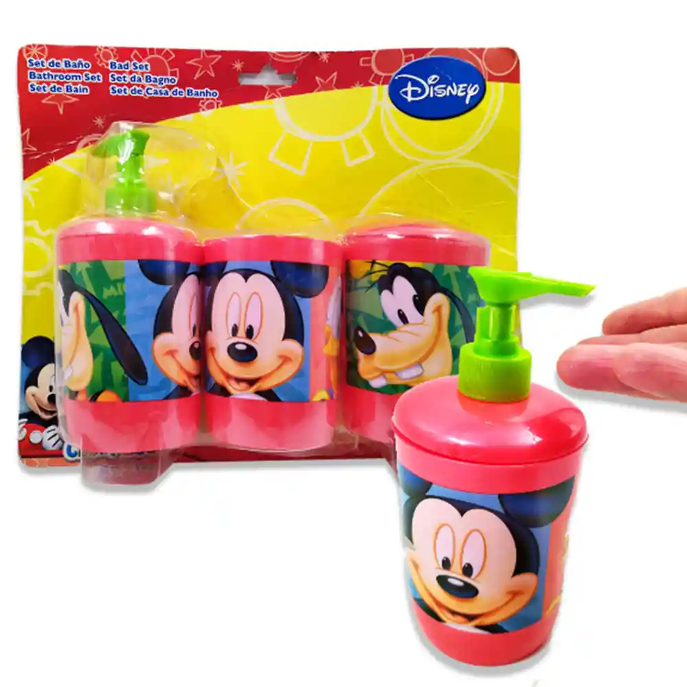 Set De Baño Mickey Mouse Infantil Hogar Decoración Niños Vasos