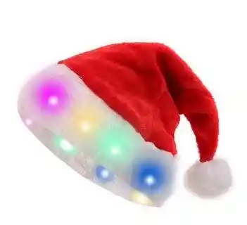 Gorro Santa Claus, Gorro Navideño En Peluche De Papa Noel Rojo Con Blanco Diseño Led, Suave Sombrero De Navidad, Fiesta De Navidad De Año Nuevo