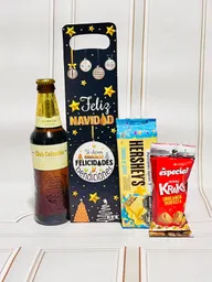 Ancheta Regalos De Navidad Cerveza Y Galletas Hersheys - Regalo De Aguinaldos - Feliz Año Nuevo - Ancheta De Navidad - Ref 24