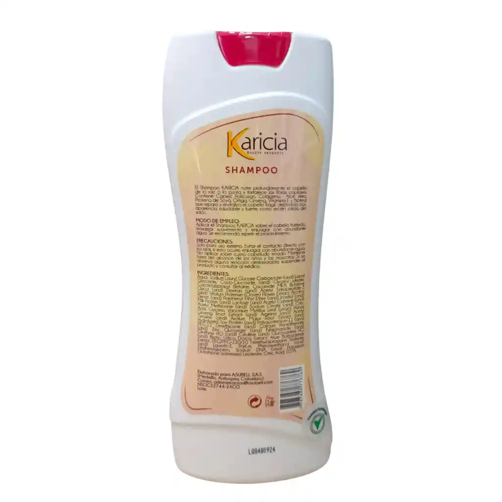 Shampoo Mujer Para Crecimiento Y Libre De Sal "karicia"