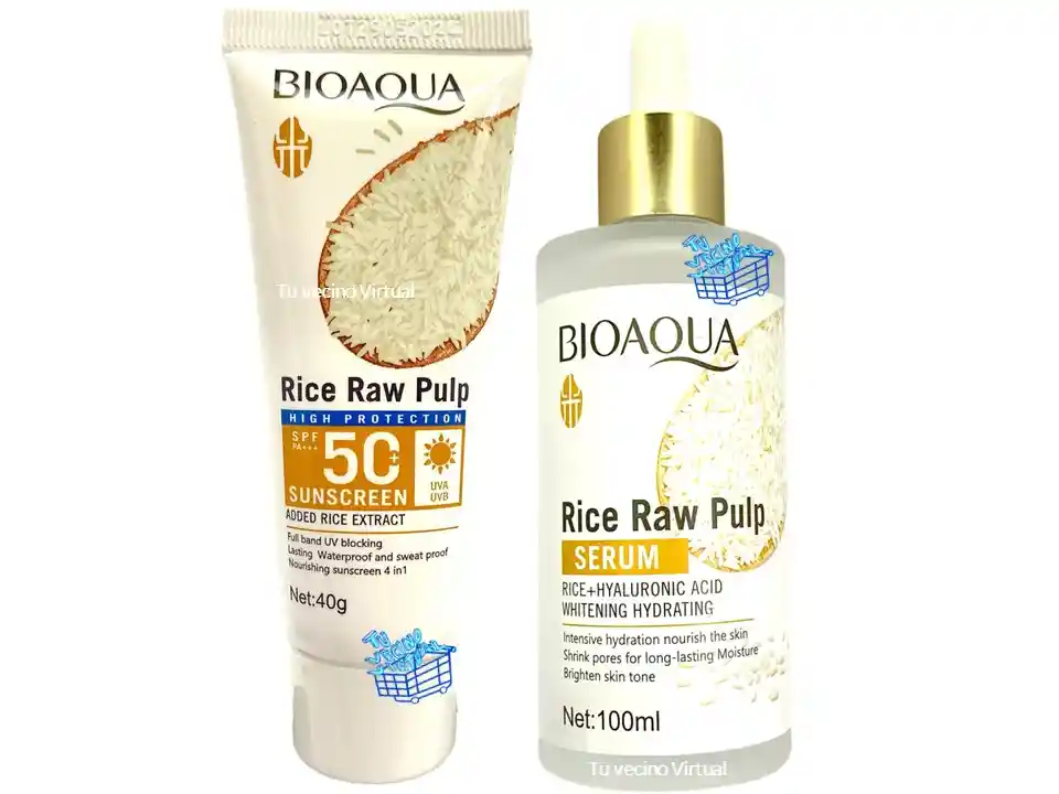 Suero De Arroz 100 Ml Y Protector Solar De Arroz Bioaqua