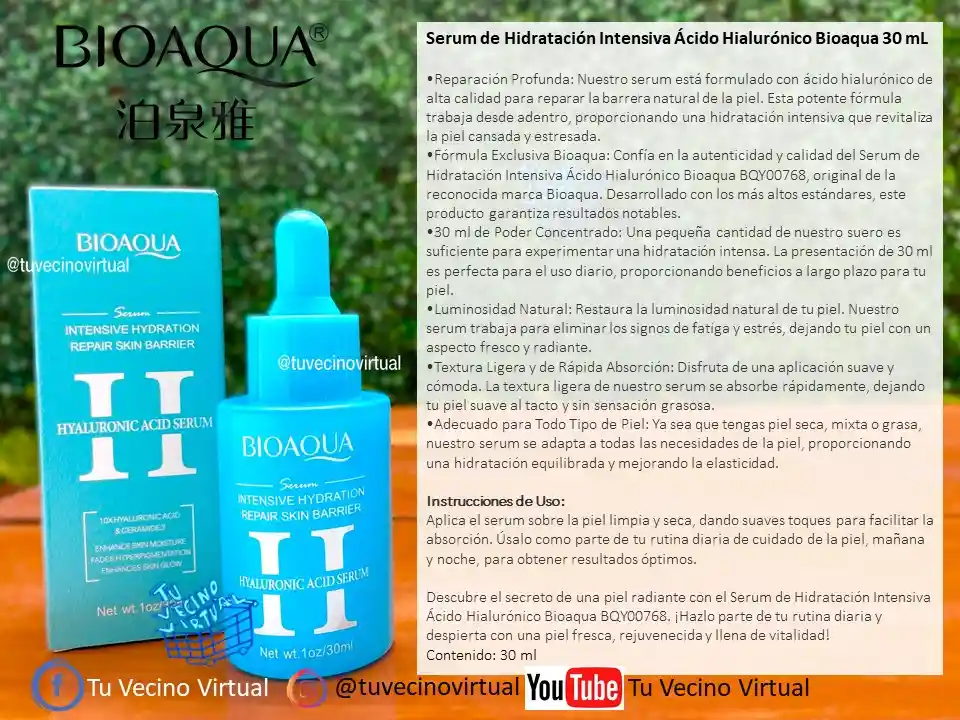 Serum De Retinol 30 Ml Y Serum De Hidratación Intensiva Ácido Hialurónico Bioaqua 30 Ml