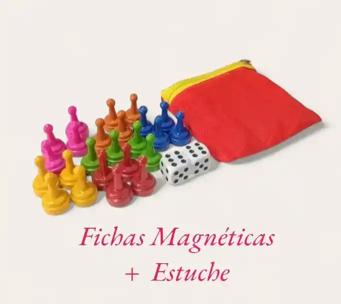 Fichas Magnéticas X24 Unidades + 2 Dados + 1 Estuche