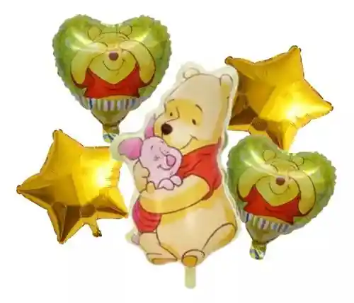 Kit Globos Metalizados Por 5 Winnie Pooh