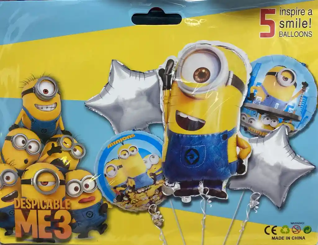 Kit Globos Metalizados Por 5 Minions