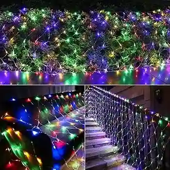 Luces De Navidad Tipo Malla Luz Led Multicolor 1.2 X 1.2 Metros 80 Bombillos Aprox Cable Siliconado Extensión De Luz Decoración Navideña