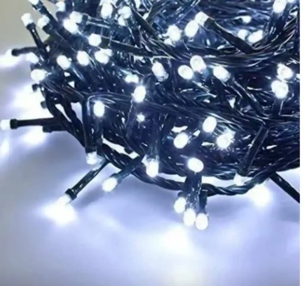 Luces De Navidad Lineal X1000 Led Blanca Sin Continuacion Cable Verde