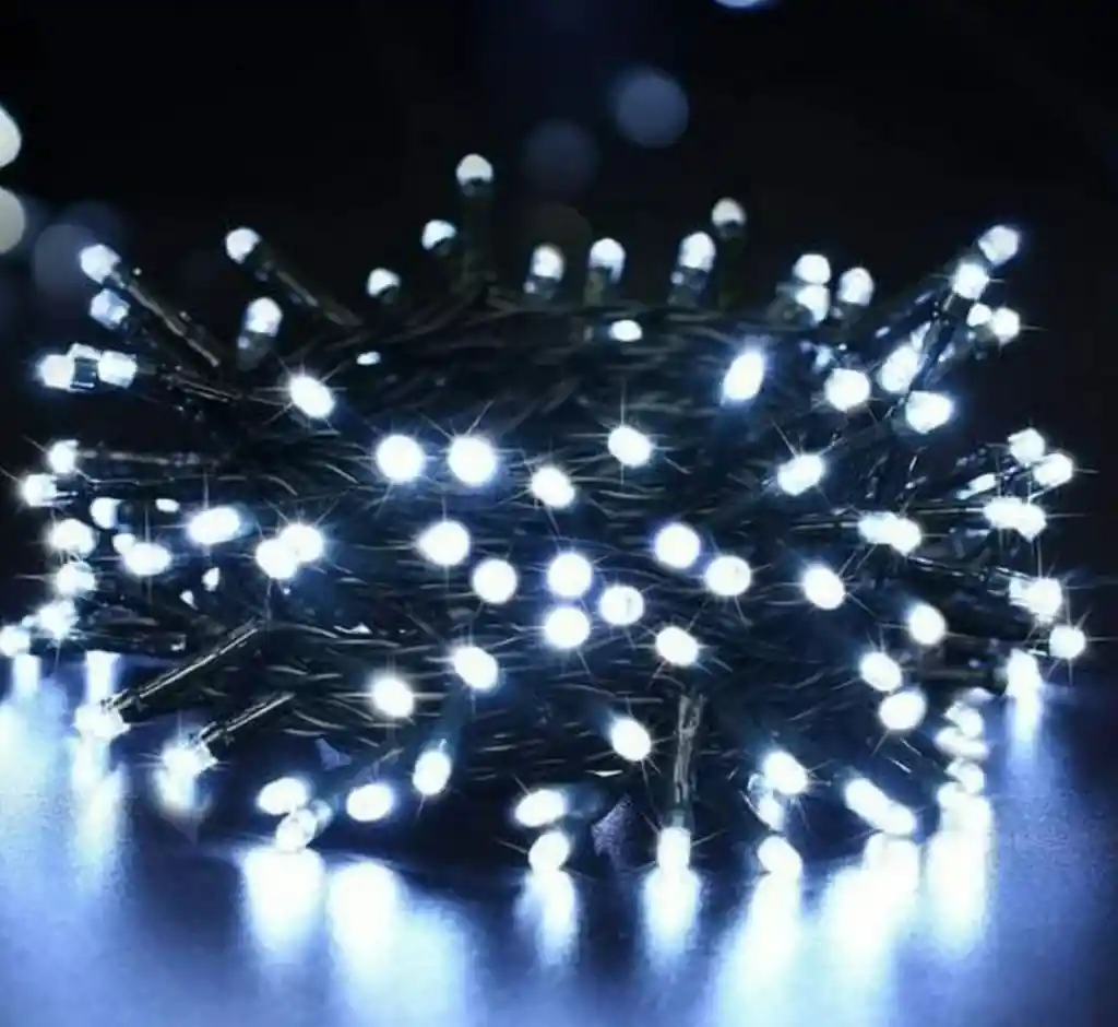 Luces De Navidad Lineal X1000 Led Blanca Sin Continuacion Cable Verde