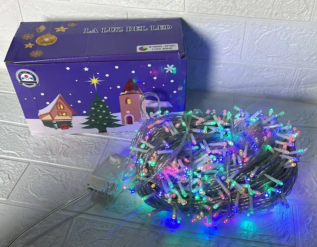 Luces De Navidad Lineal X1000 Led Colores Sin Continuacion Cable Transparente