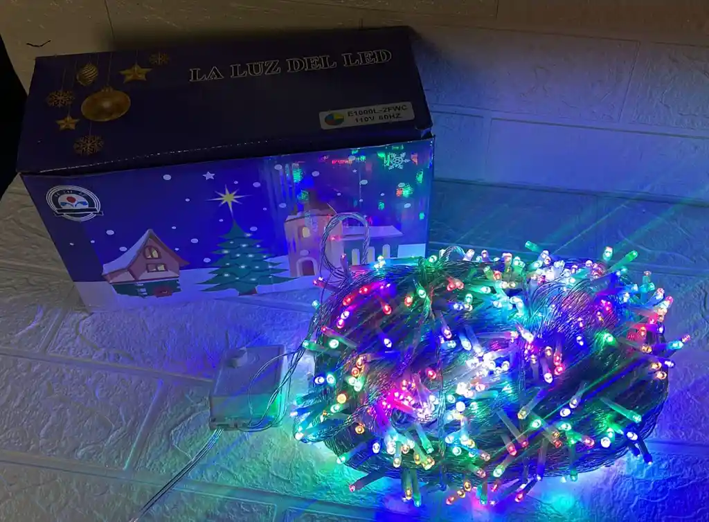 Luces De Navidad Lineal X1000 Led Colores Sin Continuacion Cable Transparente