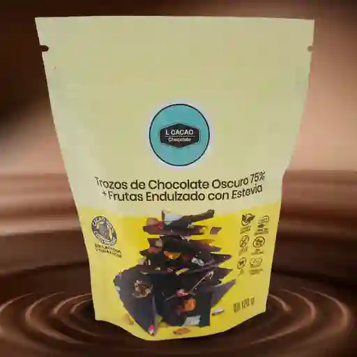 Trozos De Chocolate Oscuro Al 75% Endulzado Con Estevia Con Adicion De Frutas