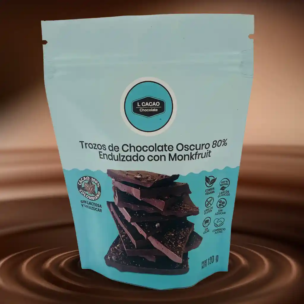 Trozos De Chocolate Oscuro Al 80% Endulzado Con Monkfruit