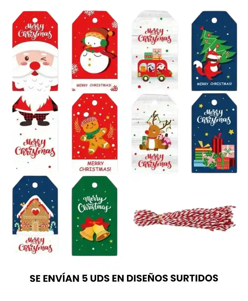 Tarjetas / Etiquetas Para Regalos De Navidad X 5 Unidades