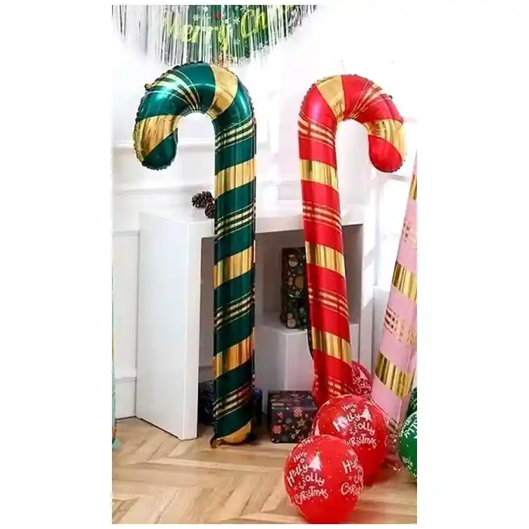 2 Globos Bastón Decoración De Navidad Verde Y Rojo 150 Cm