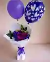 Ramo De Flores Moradas Con Chocolates