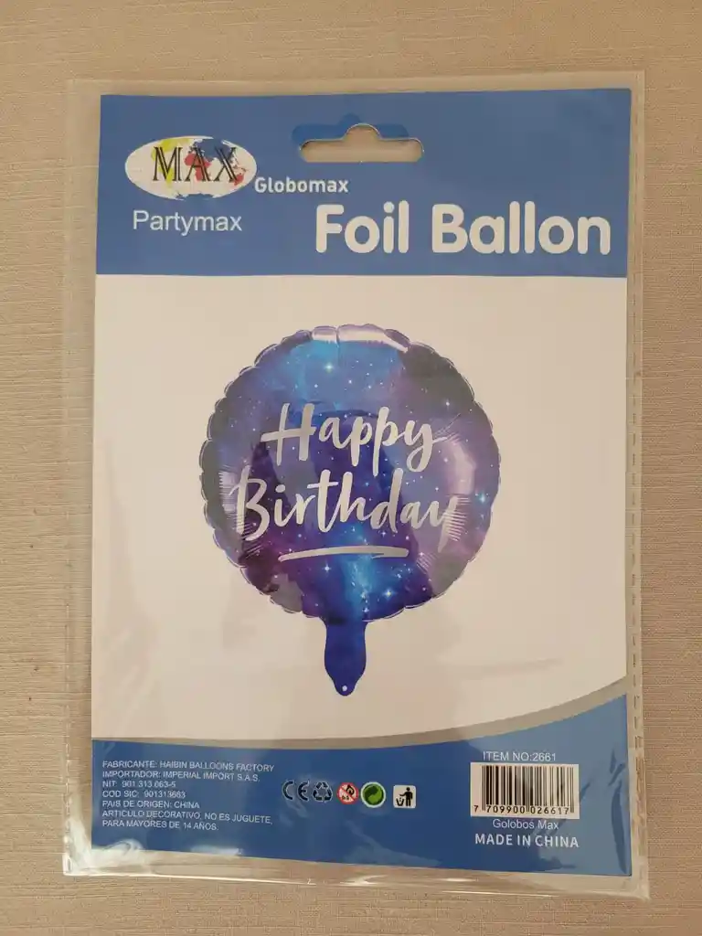 Globo Metalizado Estampado De 18" Empacado.